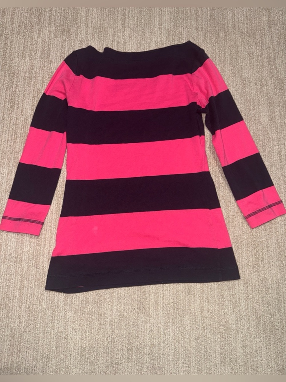 Tory Burch Womens Size S Pima Cotton Striped Pink/Navy Blue Boatneck Top - Picture 10 of 10